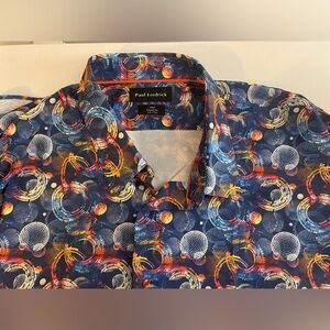 NWT Paul Fredrick button up long sleeve Classic Shirt size 3XL in spiral print